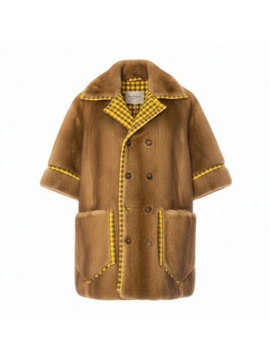 Fendi Jackets & Blazers - Fendi Pastel Mink Fabric Reversible Fur Coat Jacket Check 36 Brown